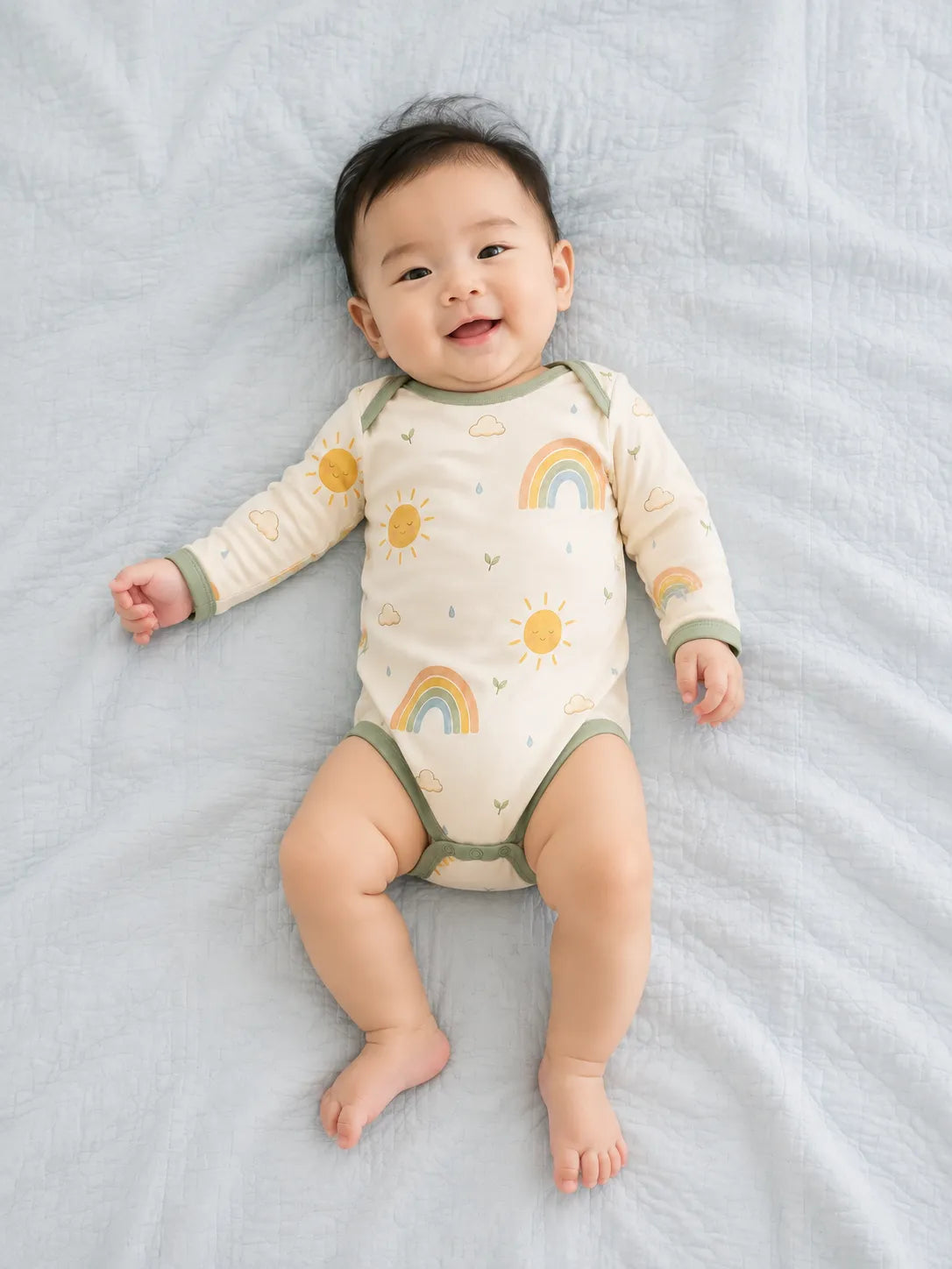 Baby wearing the Sunny Skies long sleeve bodysuit
