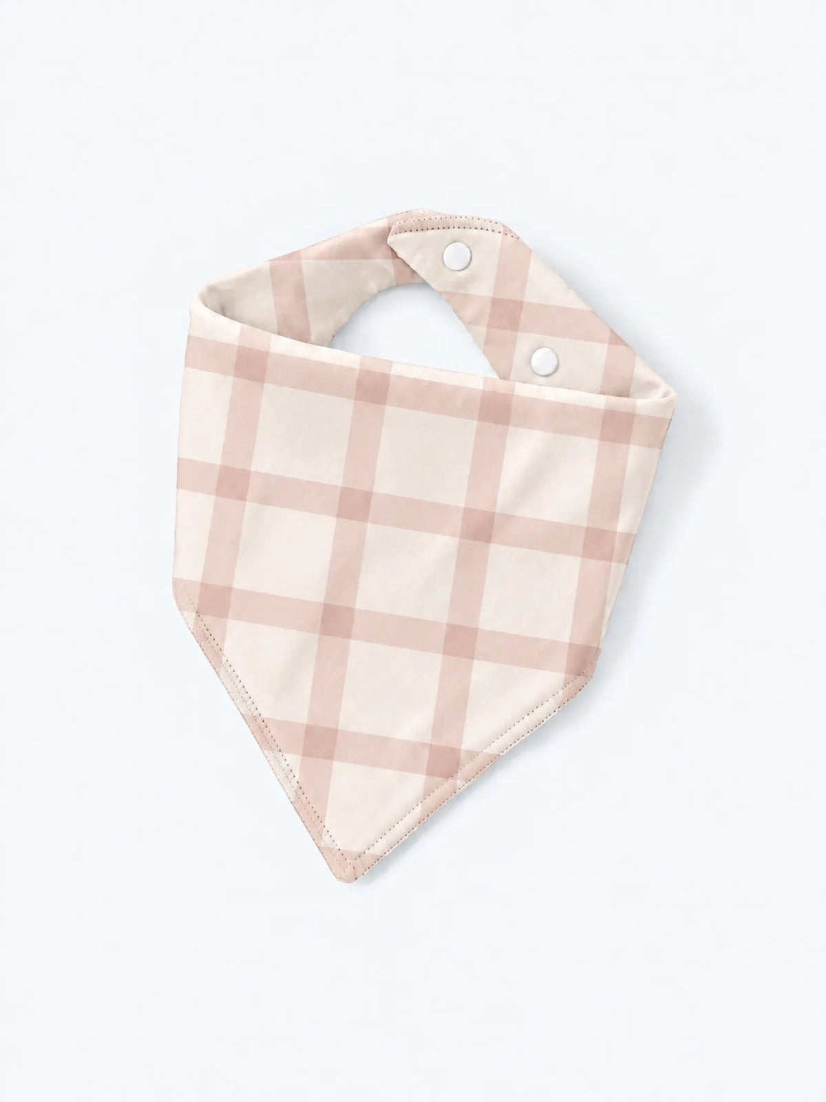 MossiBaby Blush Plaid baby bandana bib product view featuring a soft blush-toned plaid pattern