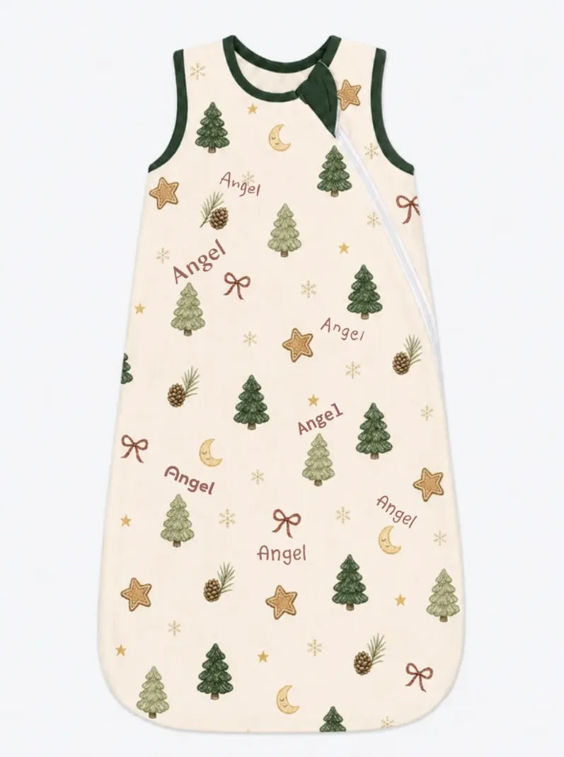Custom name Christmas bamboo sleep bag for babies