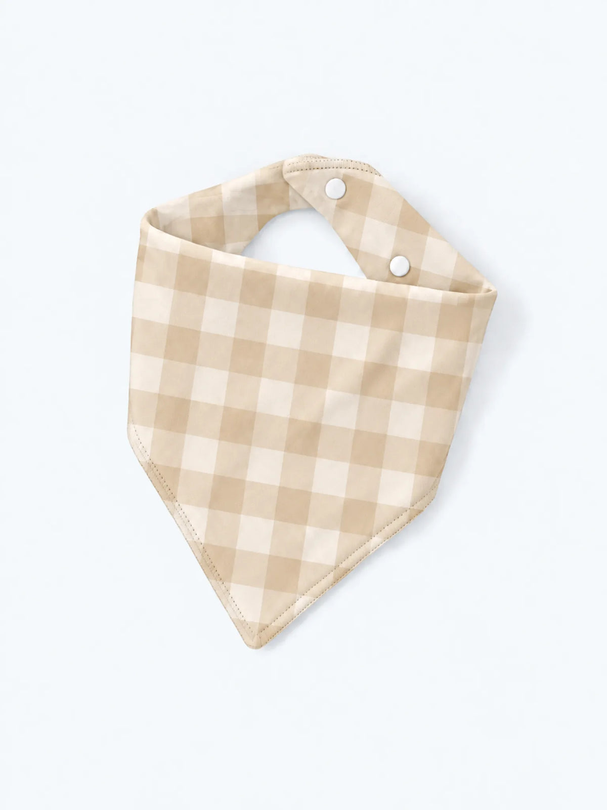 MossiBaby Oat Gingham baby bandana bib product view featuring a classic gingham check in soft oatmeal tones