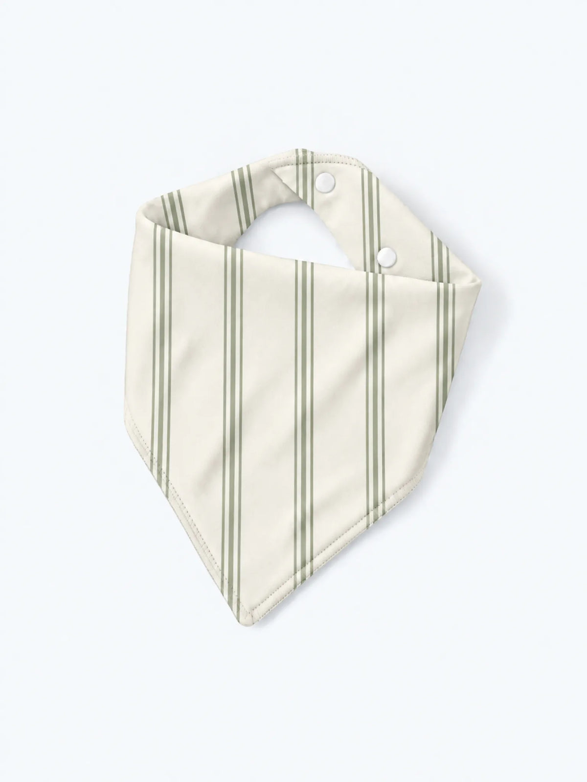 MossiBaby Sage Stripe baby bandana bib product view featuring clean sage-toned stripes