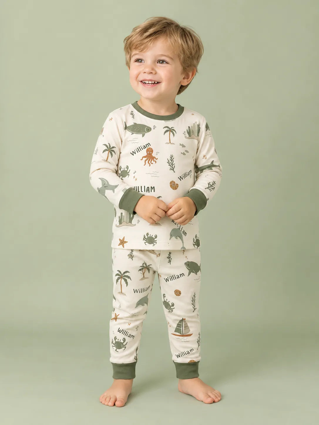 children wearing custom long sleeve pajama