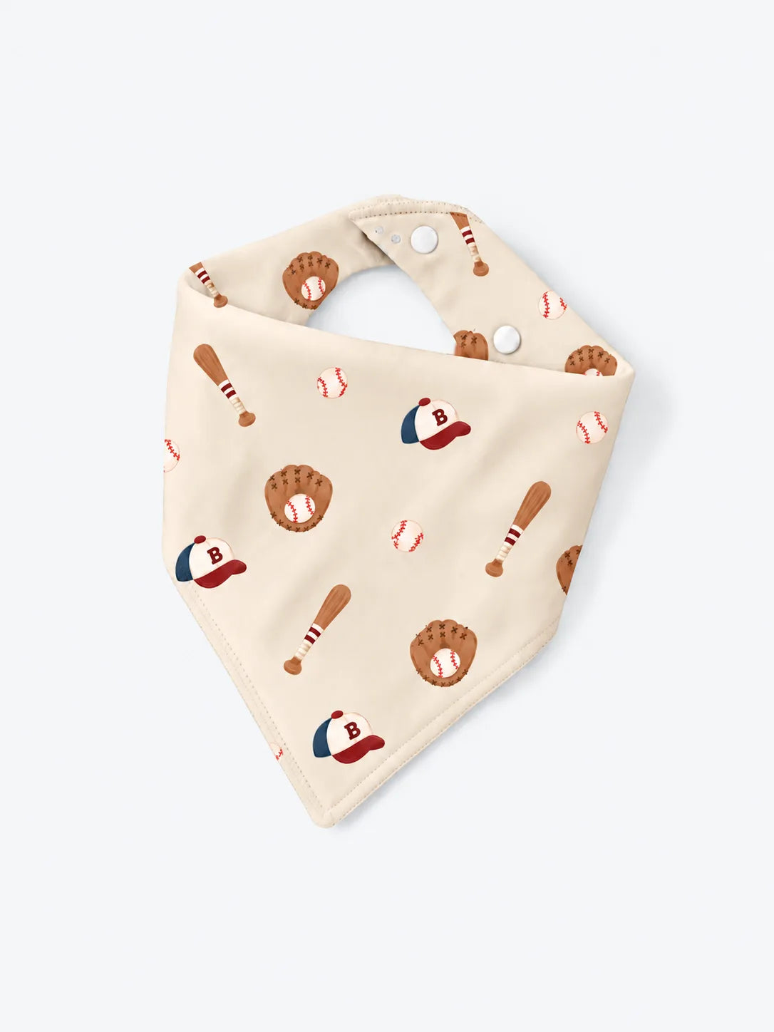 Mossibaby Little Sluggers oatmeal grey bamboo baby bandana bib with baseball print