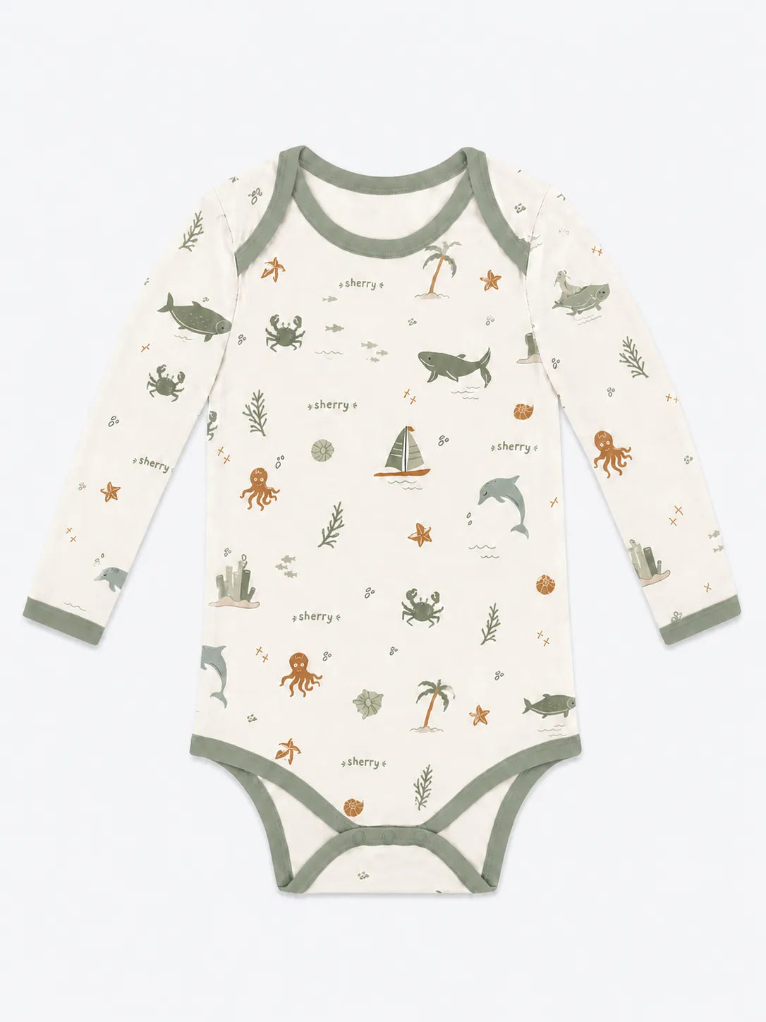 Coastal Friends bamboo long sleeve bodysuit by MossiBaby