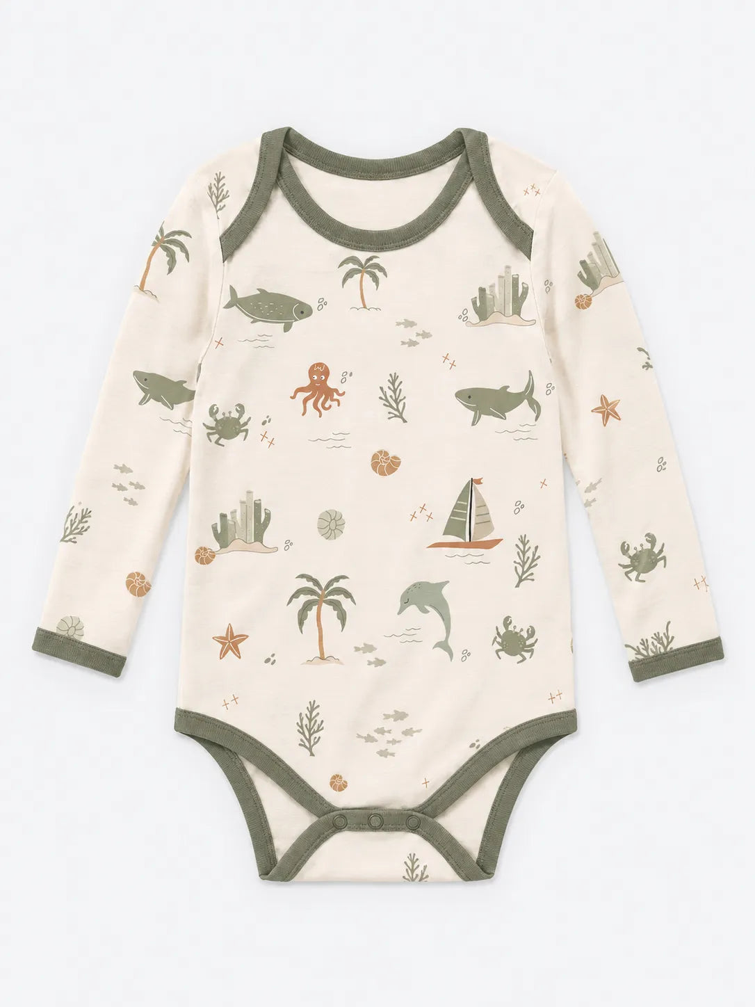 Coastal Friends bamboo long sleeve bodysuit by MossiBaby
