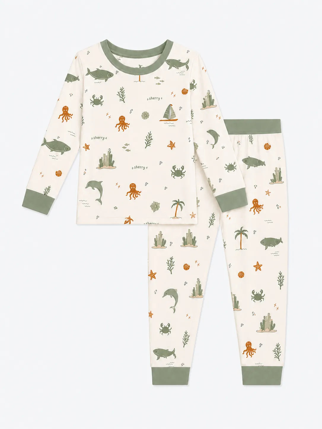 Coastal Friends bamboo long sleeve pajama set by MossiBaby