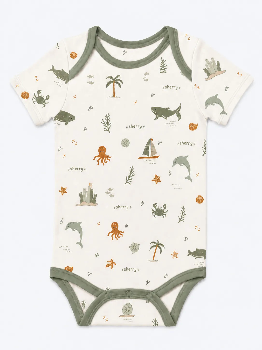 Coastal Friends bamboo short sleeve bodysuit by MossiBaby