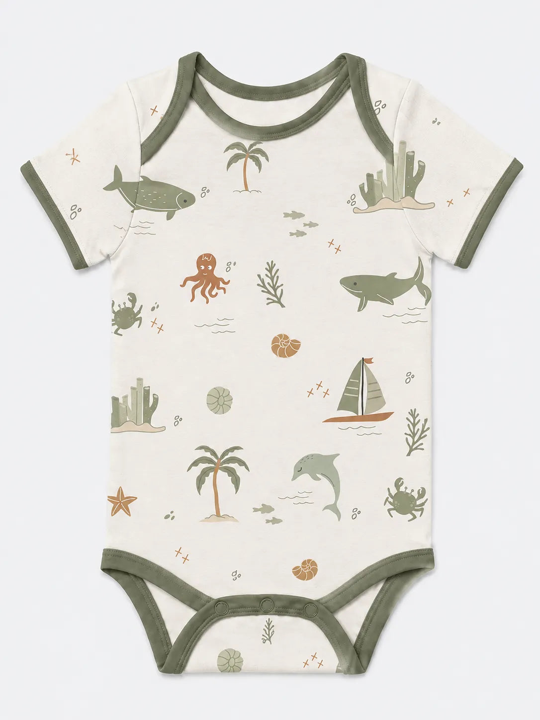 Coastal Friends bamboo short sleeve bodysuit by MossiBaby