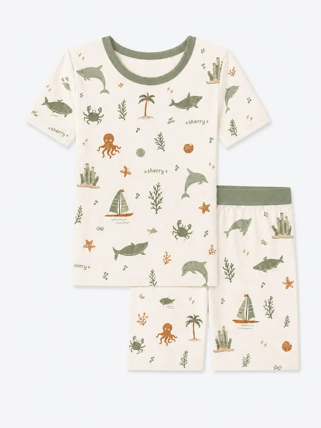 Coastal Friends bamboo short sleeve pajama set by MossiBaby