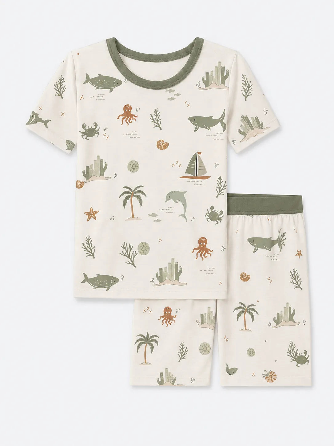 Coastal Friends bamboo short sleeve pajama set by MossiBaby