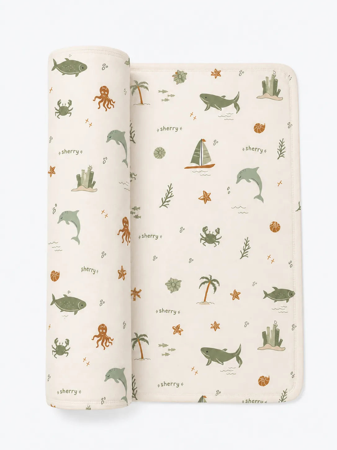Coastal Friends bamboo swaddle blanket by MossiBaby