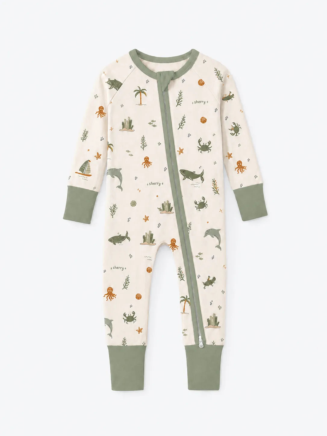 Coastal Friends bamboo zipper romper by MossiBaby