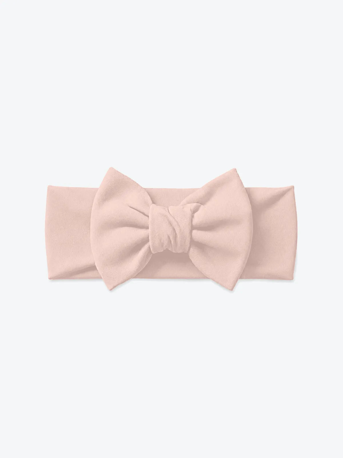 Blush Pink bow headband product in soft bamboo fabric - MossiBaby