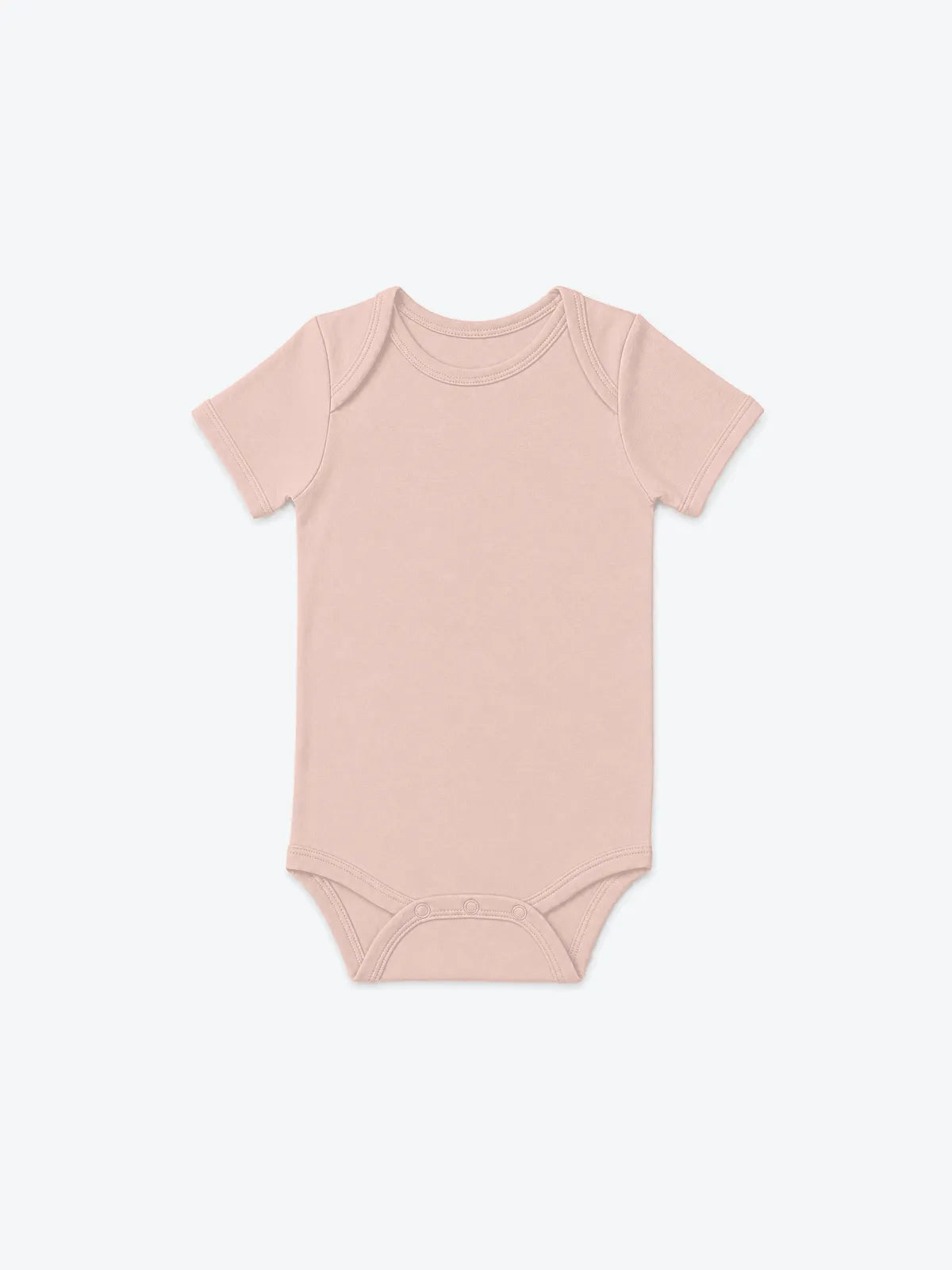 Blush Pink short sleeve bodysuit product in soft bamboo fabric - MossiBaby