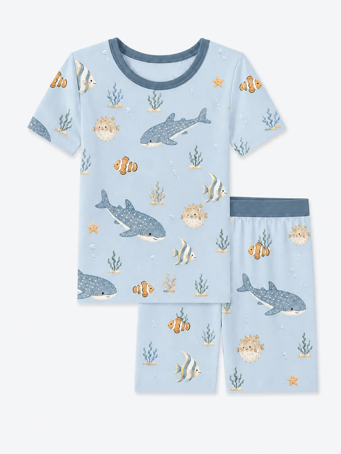 Shark Cove bamboo short sleeve pajama set by MossiBaby