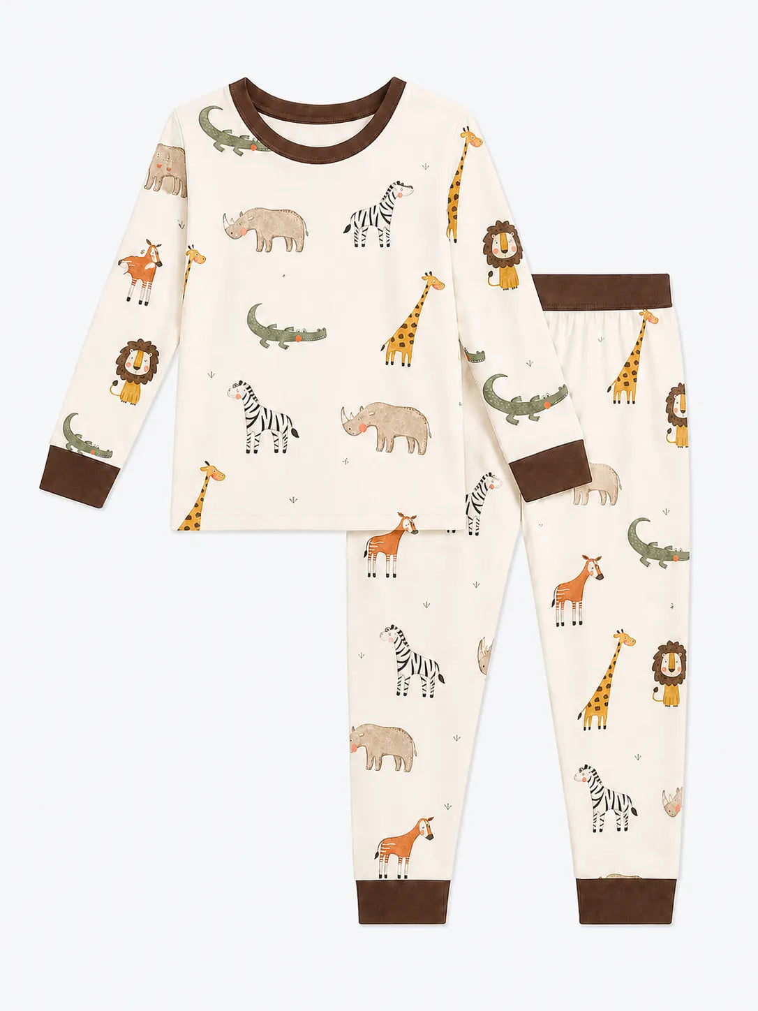 Safari Friends bamboo long sleeve pajama set by MossiBaby