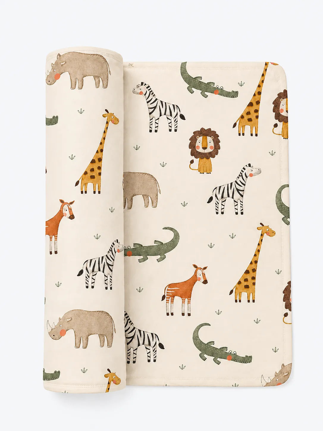 Safari Friends bamboo swaddle blanket by MossiBaby