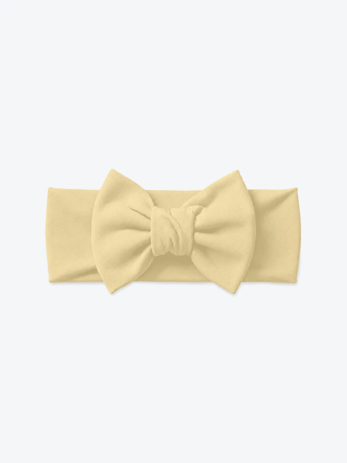Buttercream bow headband product in soft bamboo fabric - MossiBaby