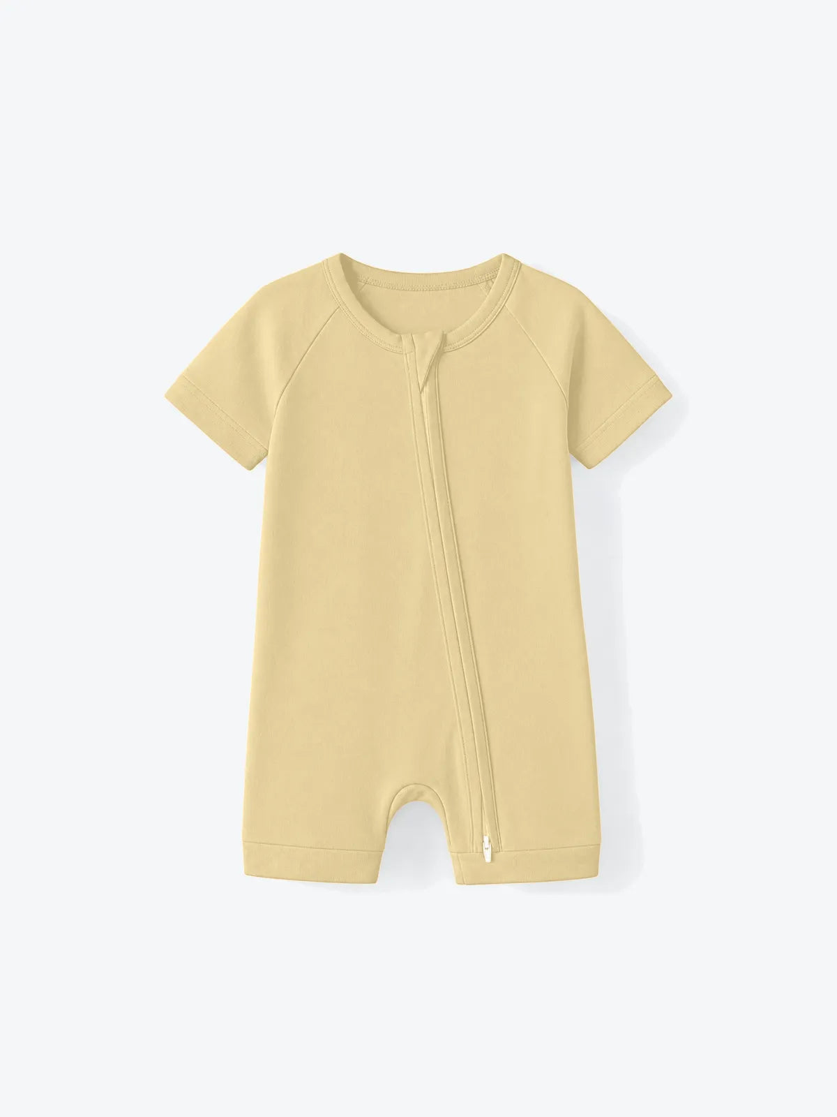Buttercream shorty romper product in soft bamboo fabric - MossiBaby