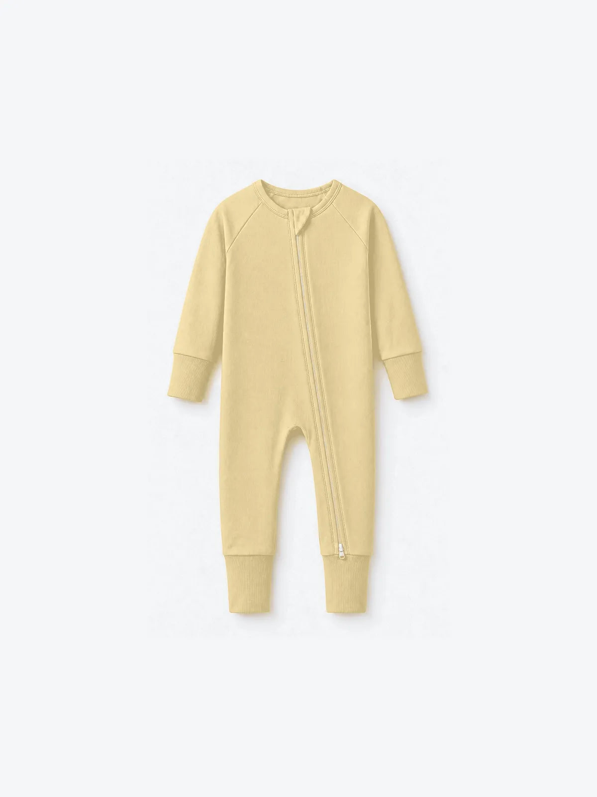 Buttercream zipper romper product in soft bamboo fabric - MossiBaby