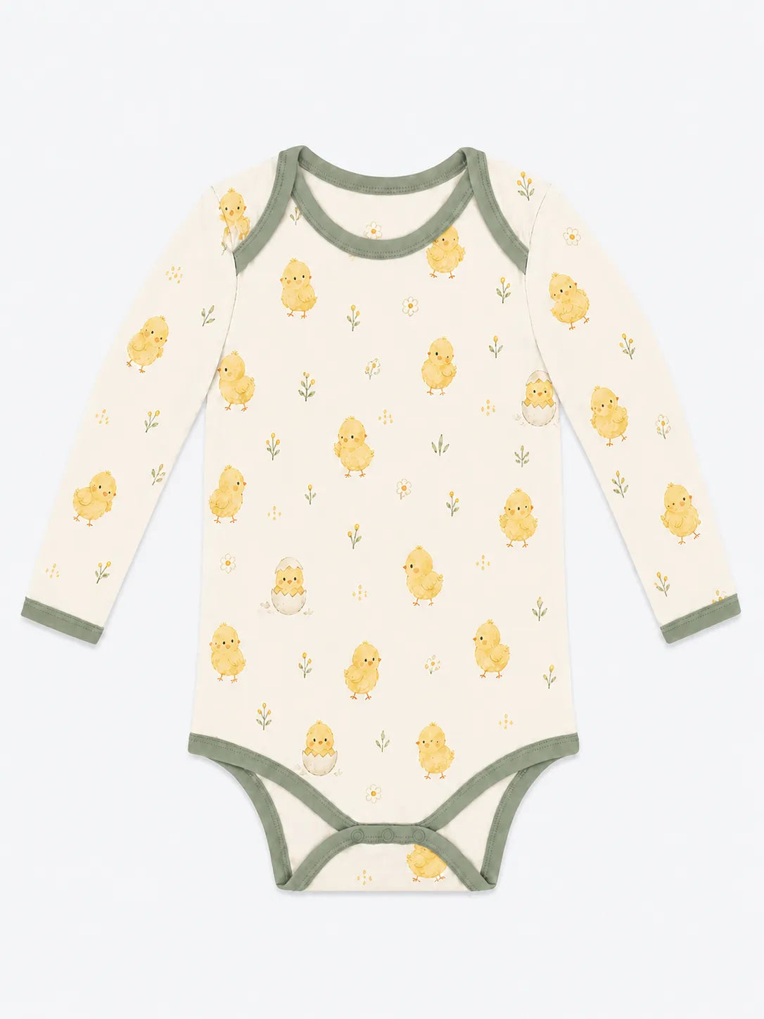 Little Chicks bamboo long sleeve bodysuit by MossiBaby