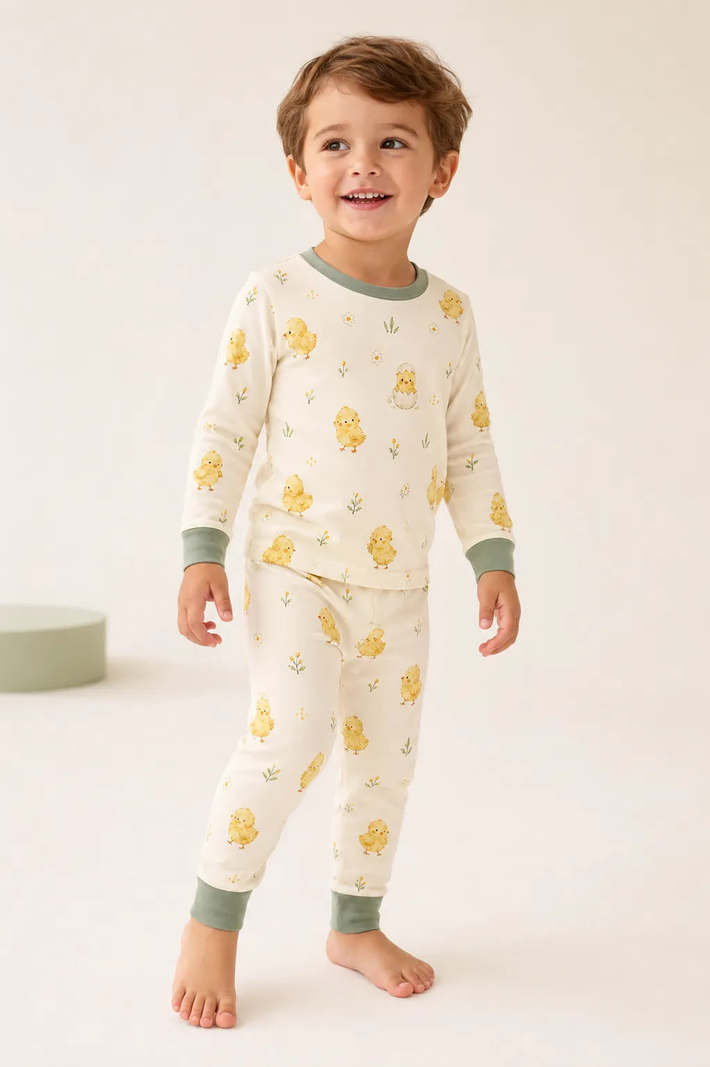 Child wearing the Little Chicks long sleeve pajama set