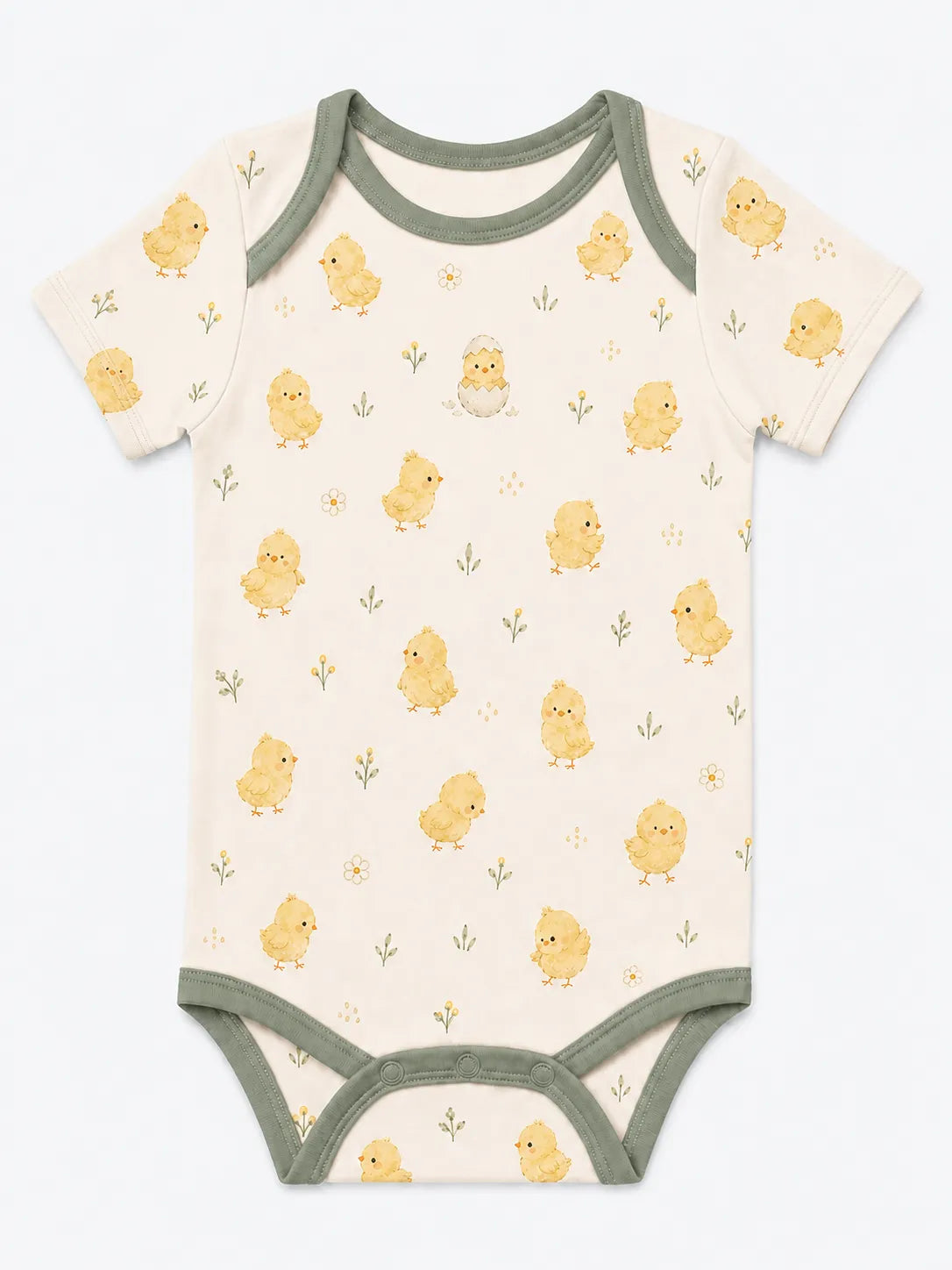 Little Chicks bamboo short sleeve bodysuit by MossiBaby