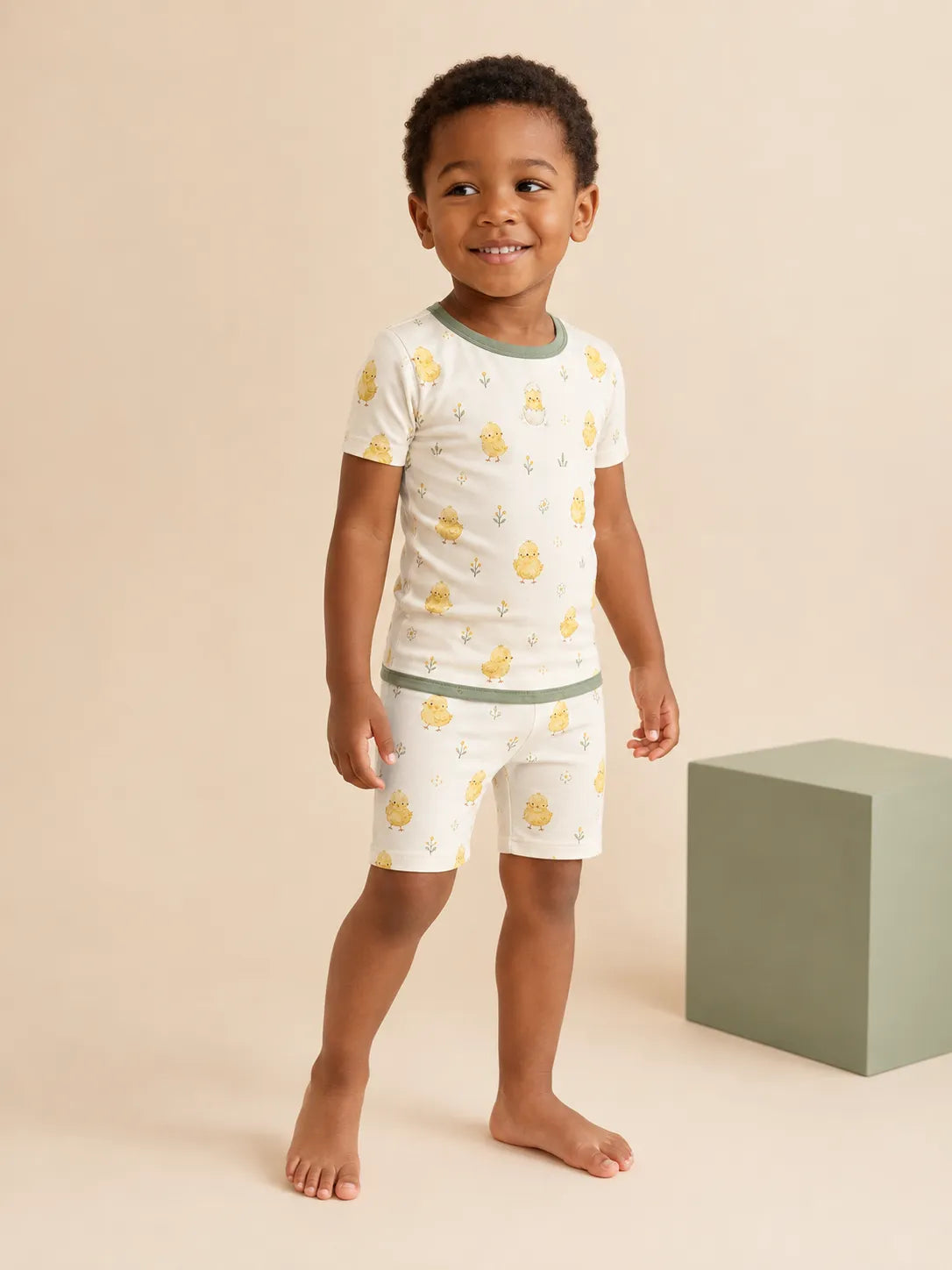 Child wearing the Little Chicks short sleeve pajama set