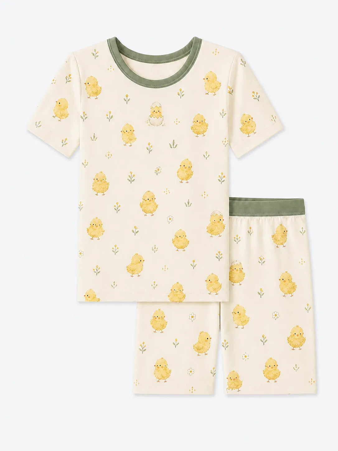 Little Chicks bamboo short sleeve pajama set by MossiBaby
