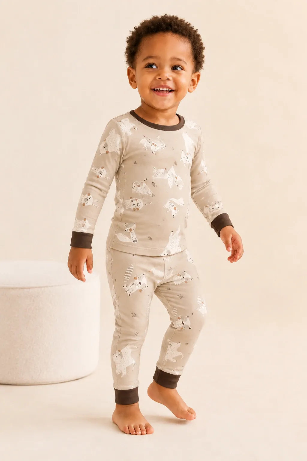 Child wearing the Fox Meadow long sleeve pajama set