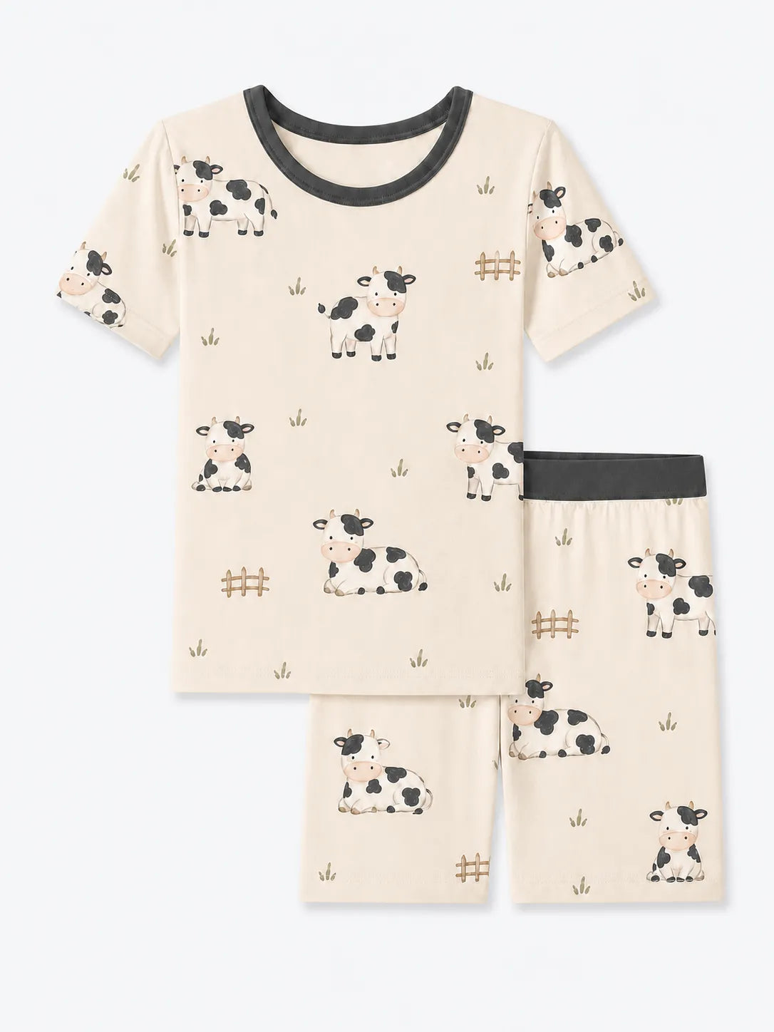 Little Moo bamboo short sleeve pajama set by MossiBaby