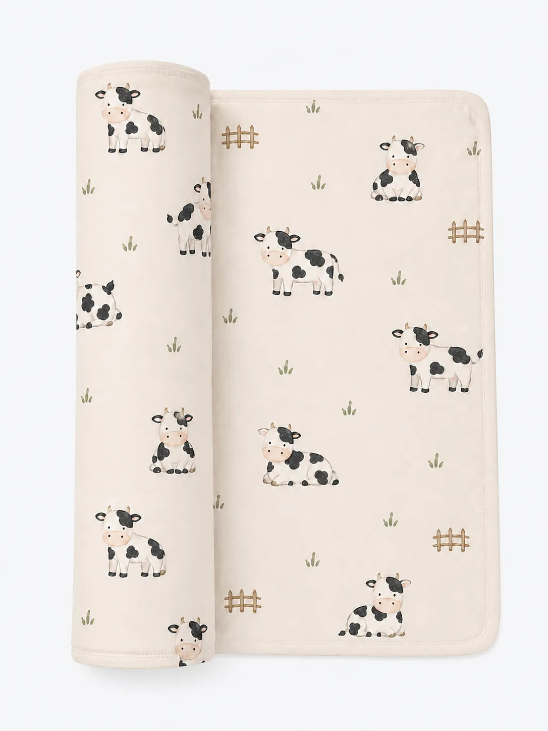 Little Moo bamboo swaddle blanket by MossiBaby