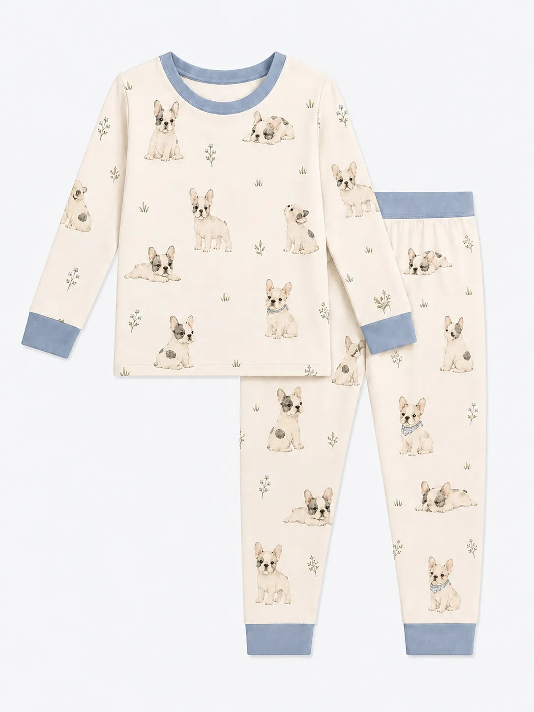 Frenchie Friends bamboo long sleeve pajama set by MossiBaby