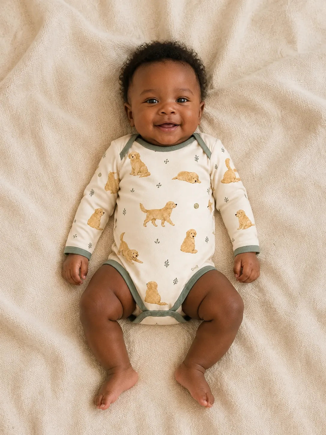Baby wearing the Golden Days long sleeve bodysuit