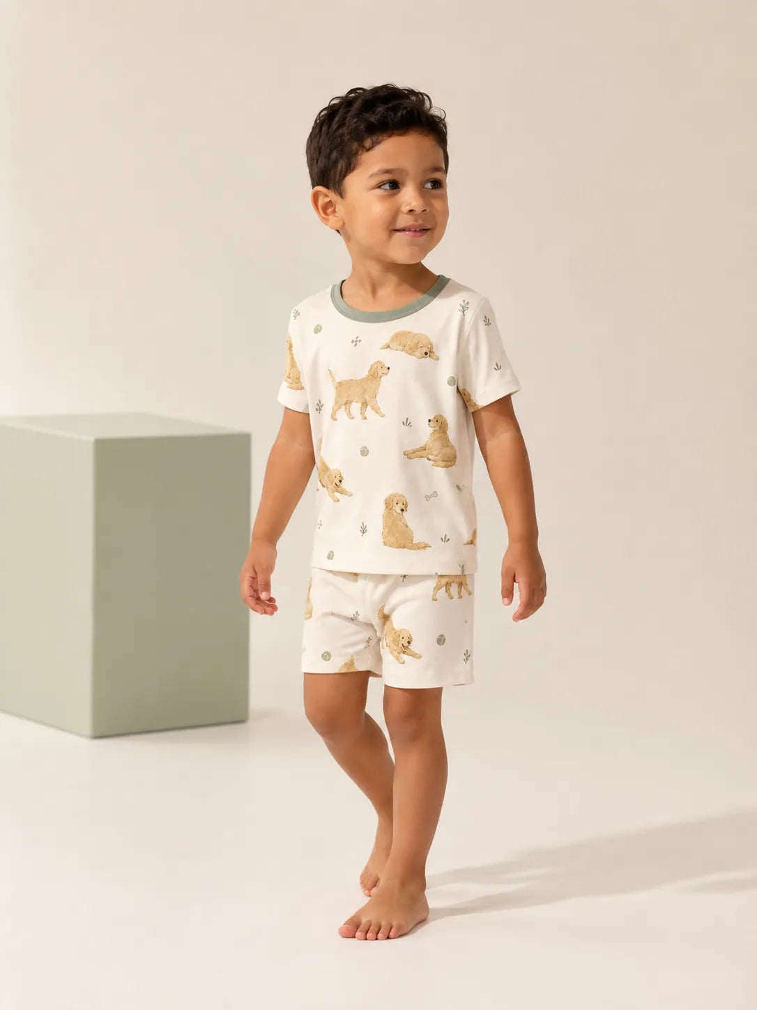 Child wearing the Golden Days short sleeve pajama set