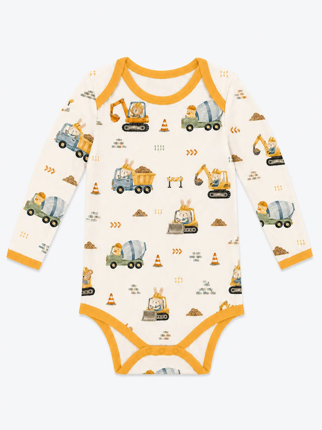 Construction Crew bamboo long sleeve bodysuit by MossiBaby