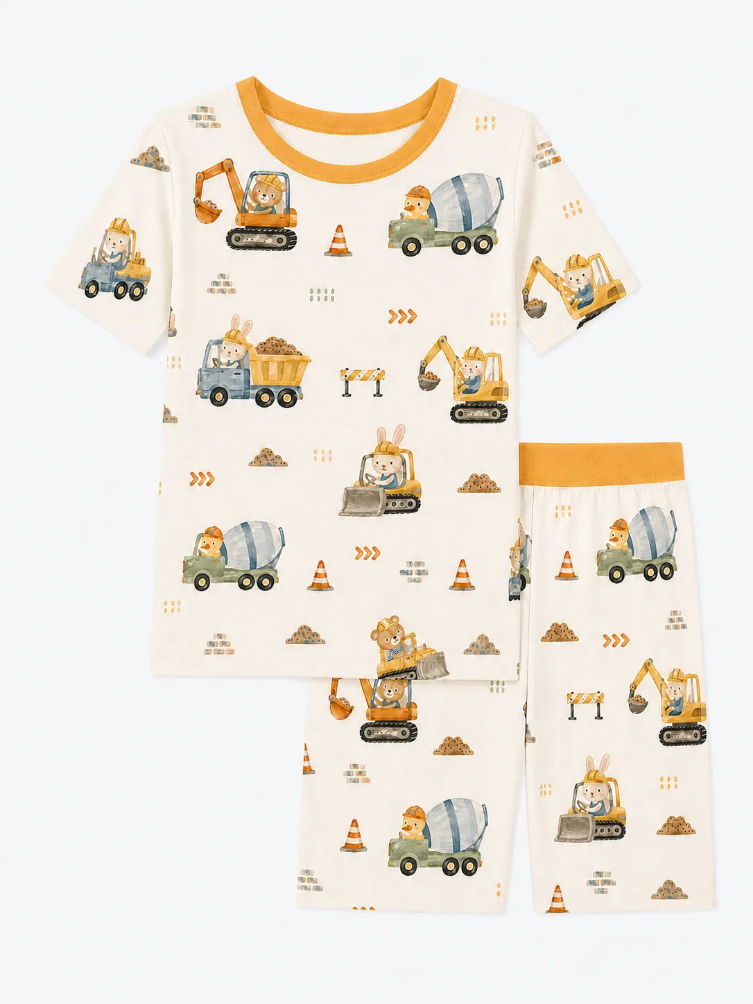 Construction Crew bamboo short sleeve pajama set by MossiBaby