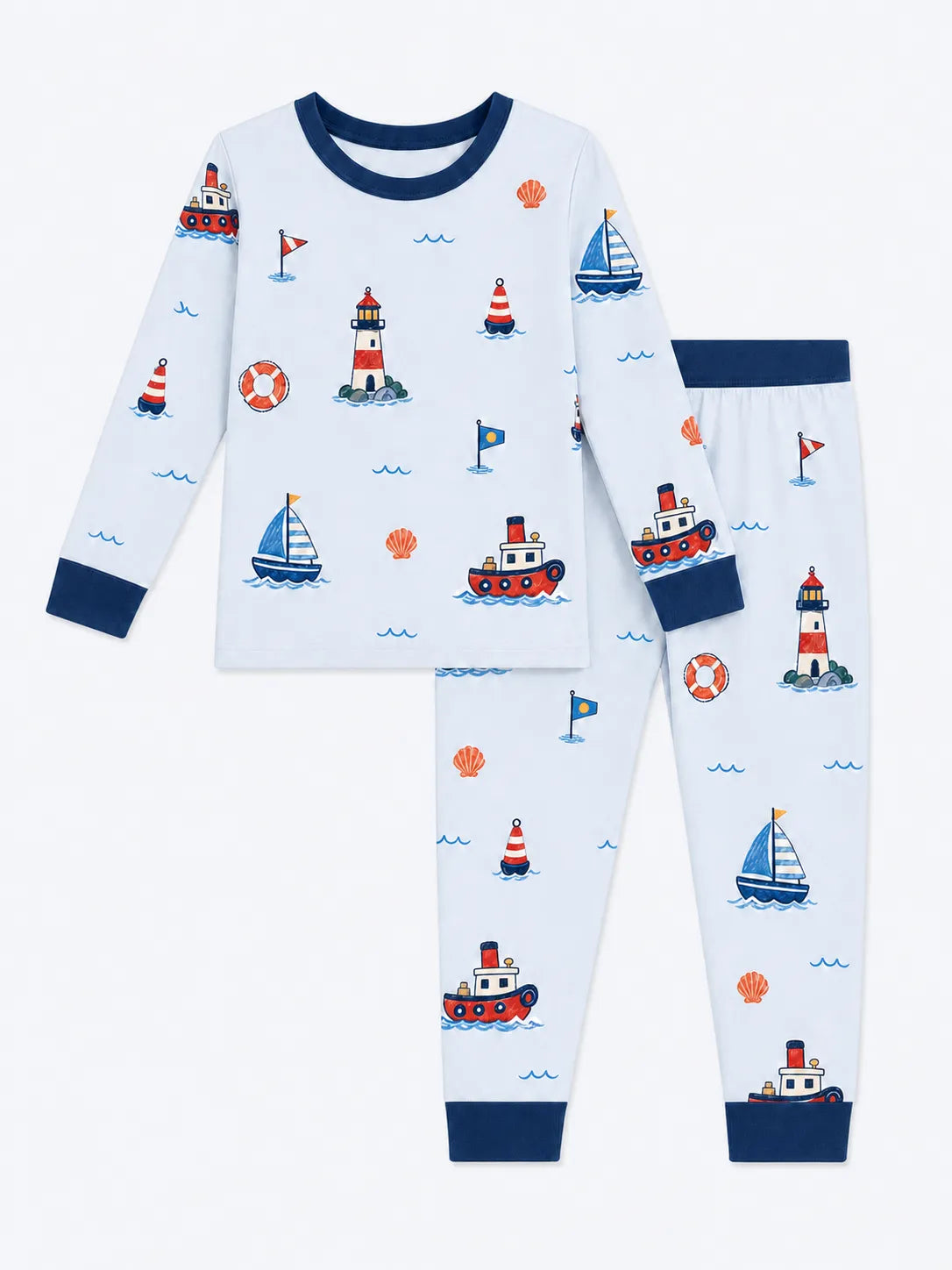 Sail Away bamboo long sleeve pajama set by MossiBaby