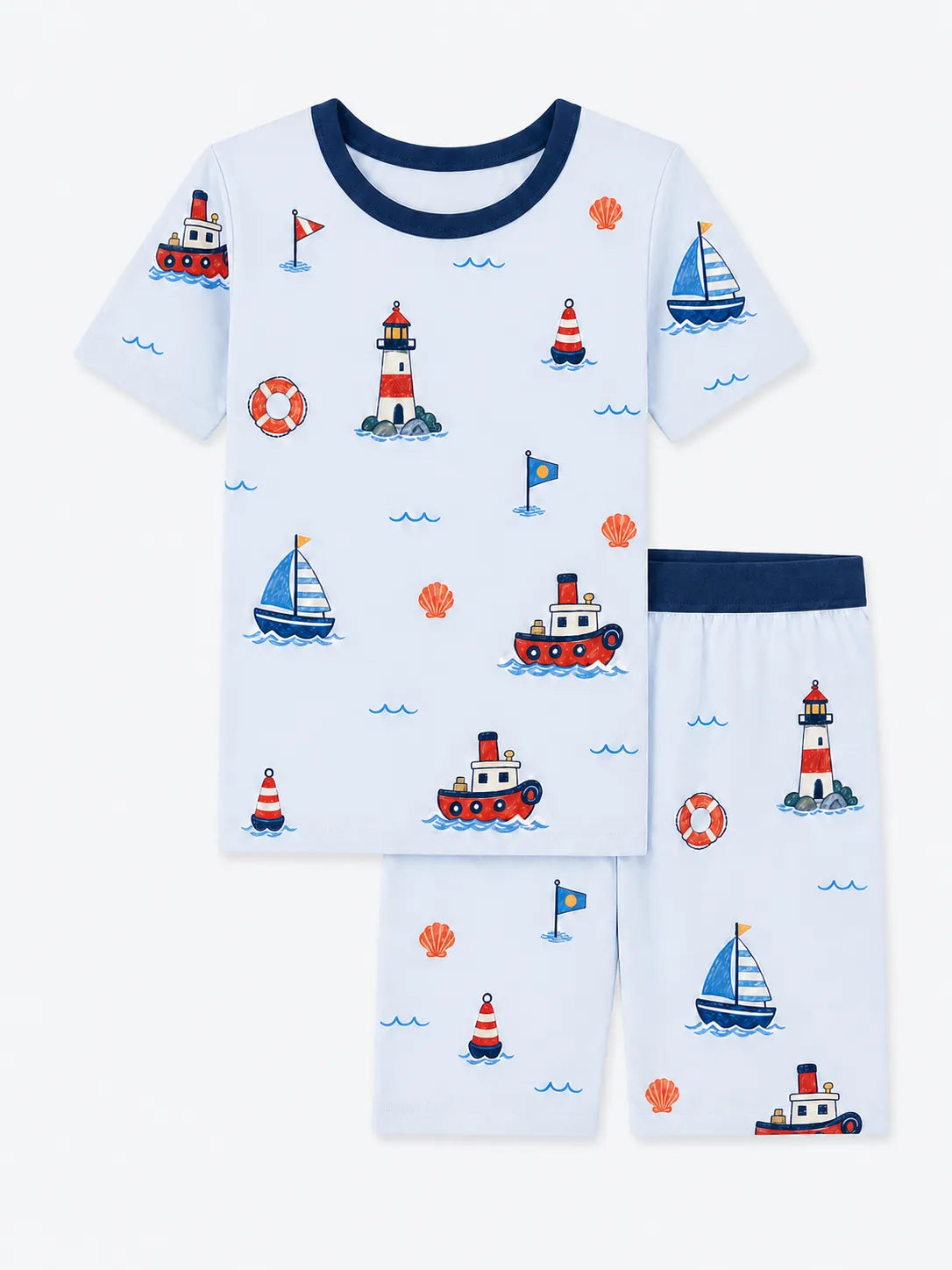 Sail Away bamboo short sleeve pajama set by MossiBaby