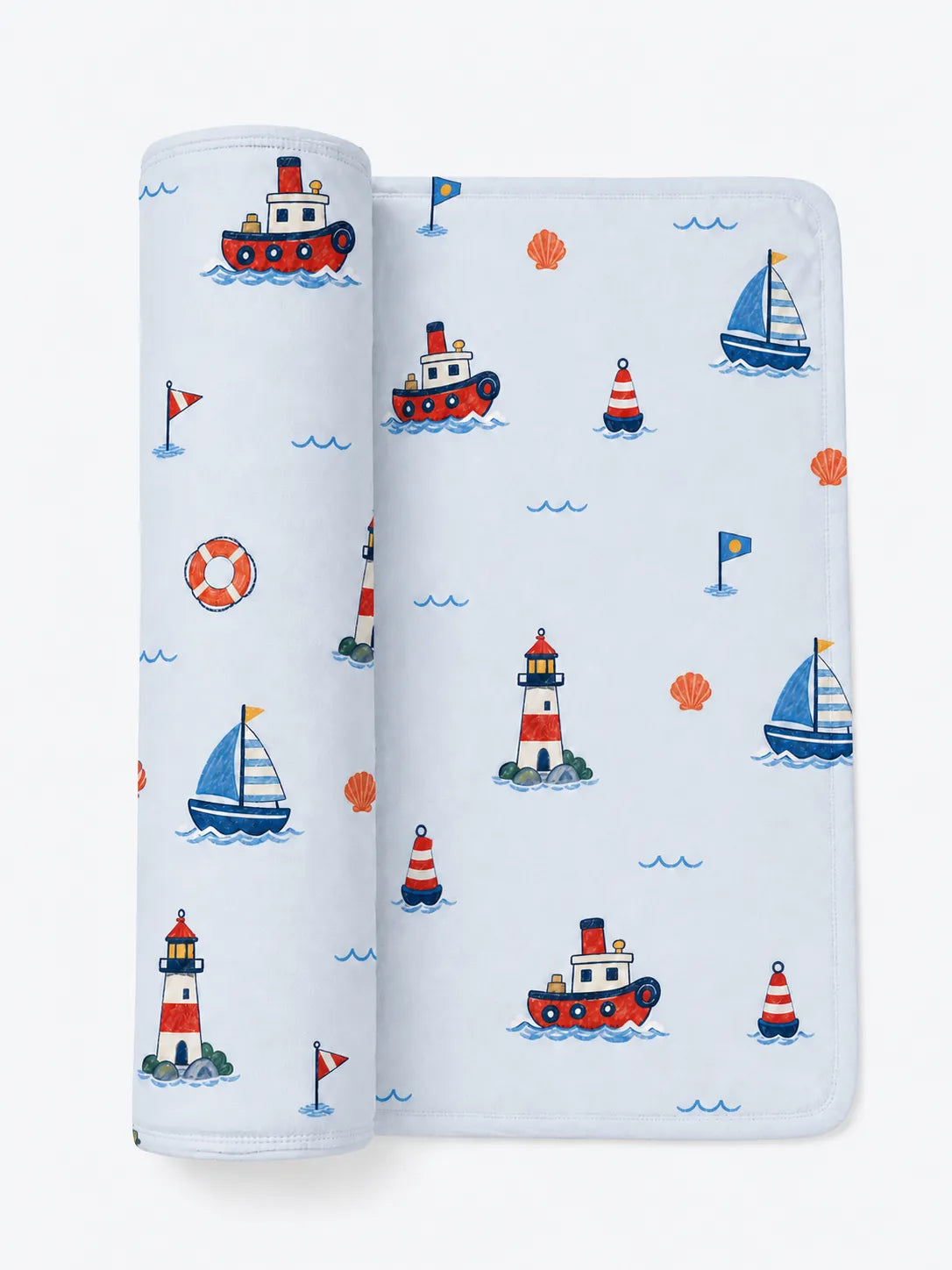 Sail Away bamboo swaddle blanket by MossiBaby