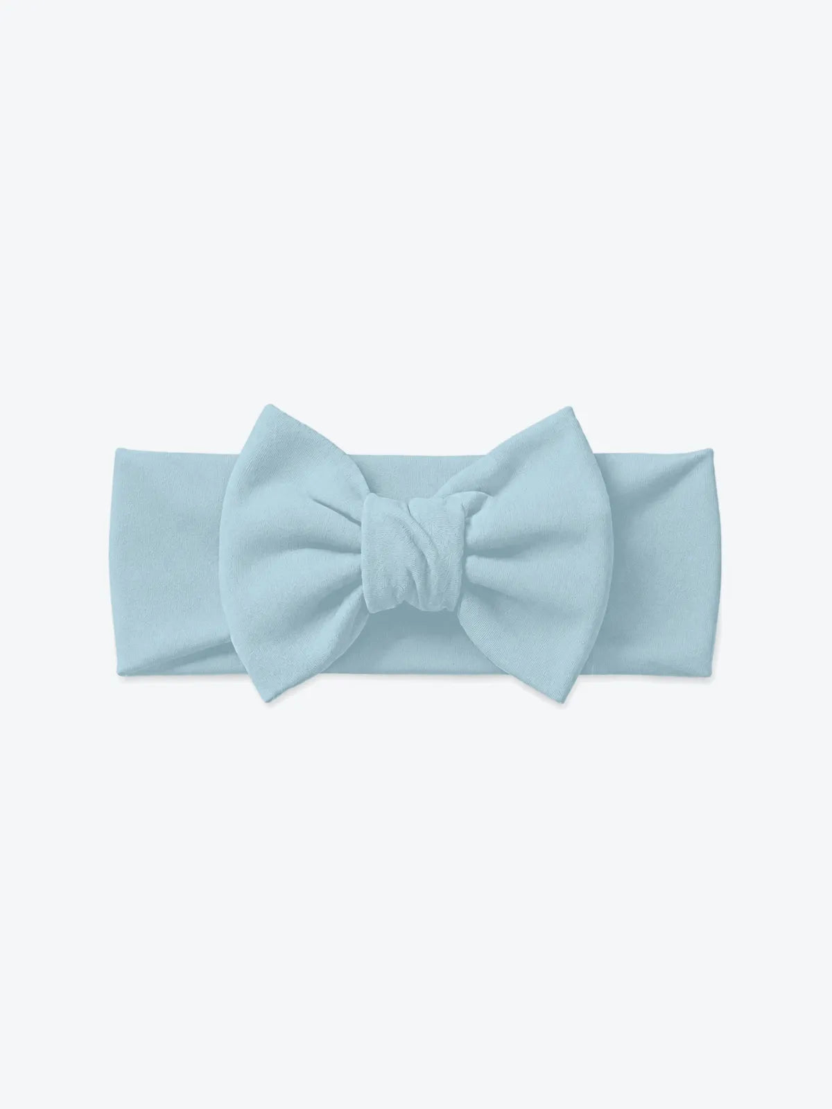 Dusty Blue bow headband product in soft bamboo fabric - MossiBaby