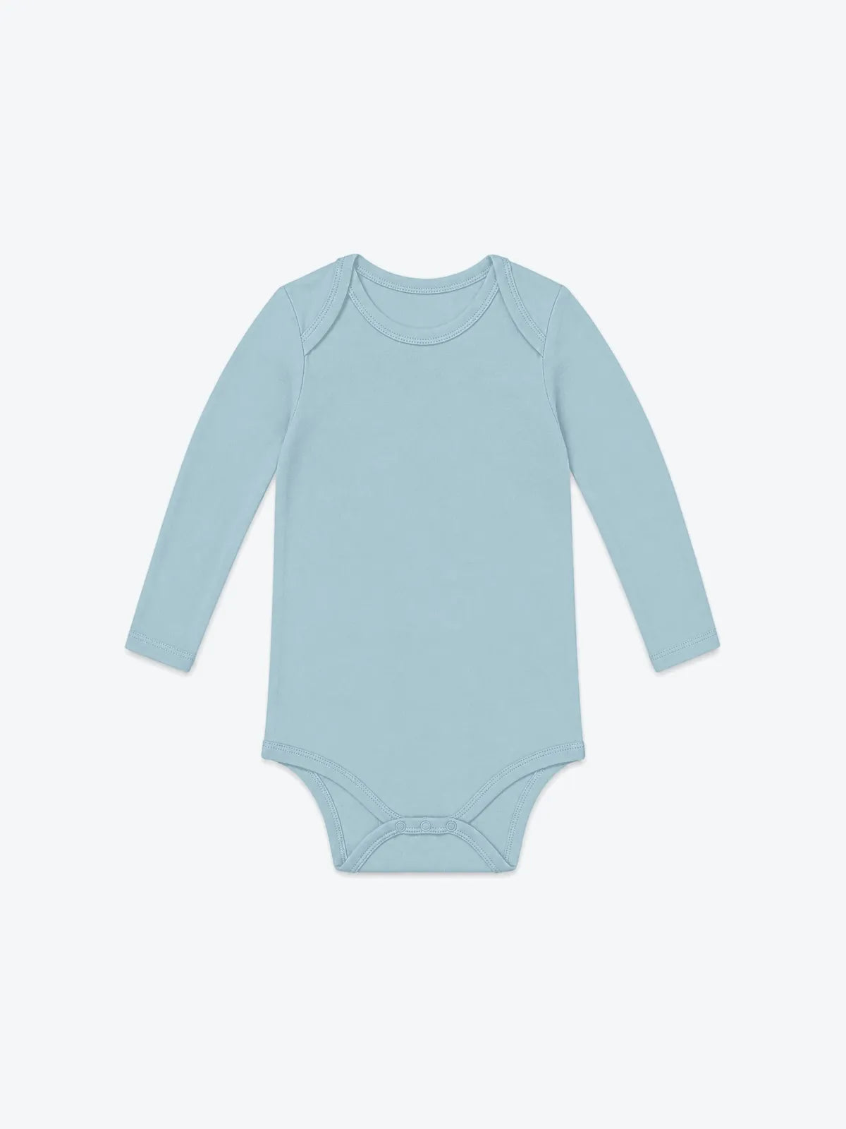 Dusty Blue long sleeve bodysuit product in soft bamboo fabric - MossiBaby
