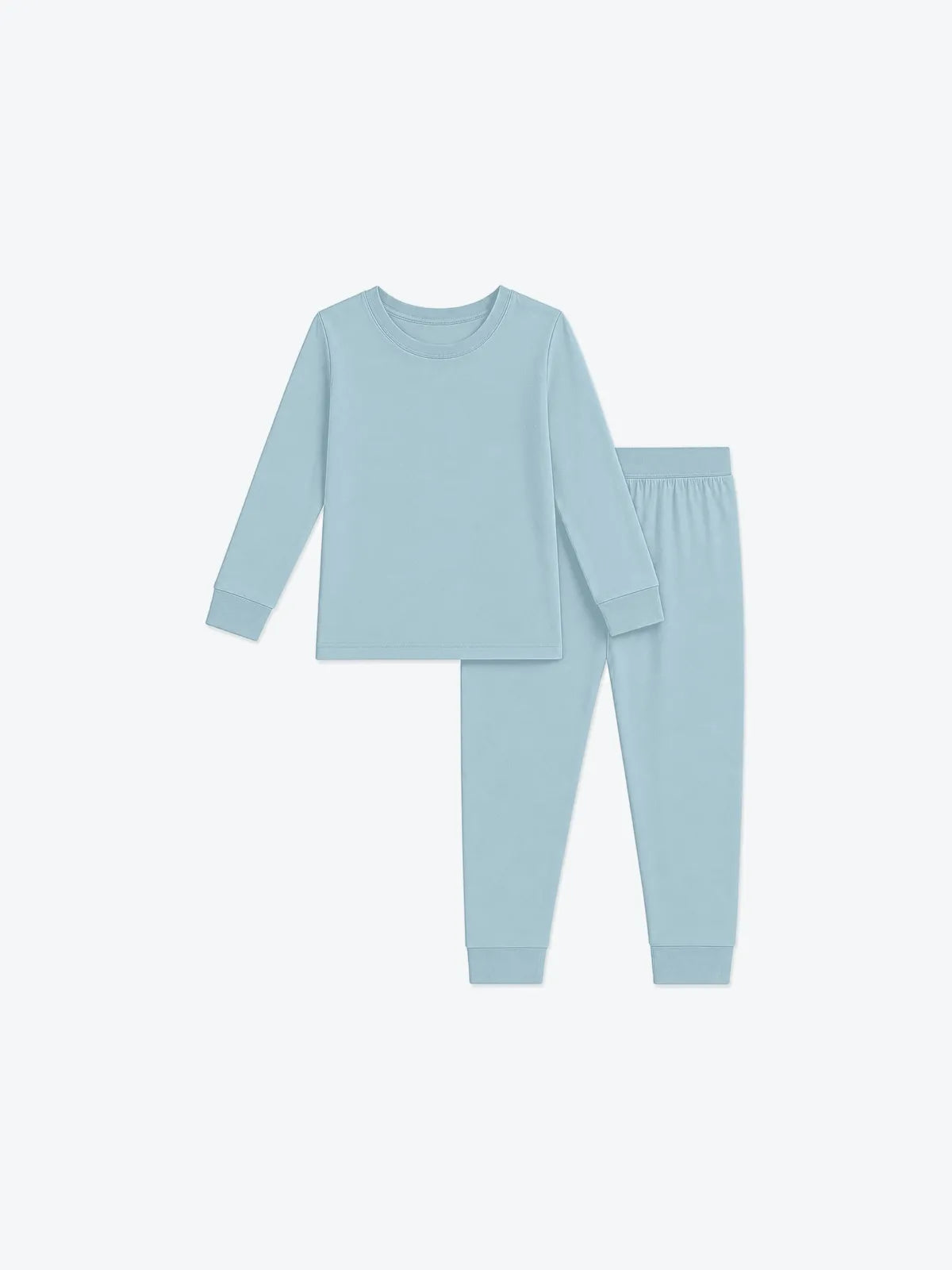 Dusty Blue long sleeve pajama set product in soft bamboo fabric - MossiBaby