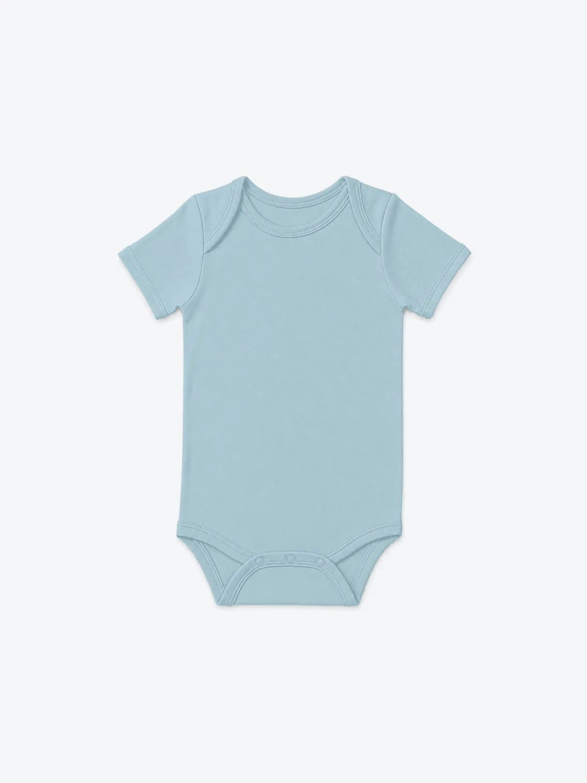 Dusty Blue short sleeve bodysuit product in soft bamboo fabric - MossiBaby