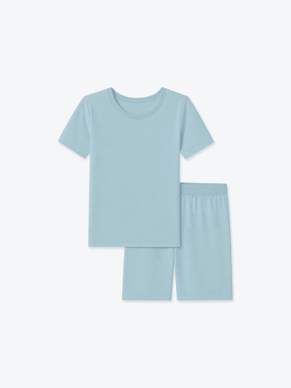 Dusty Blue short sleeve pajama set product in soft bamboo fabric - MossiBaby