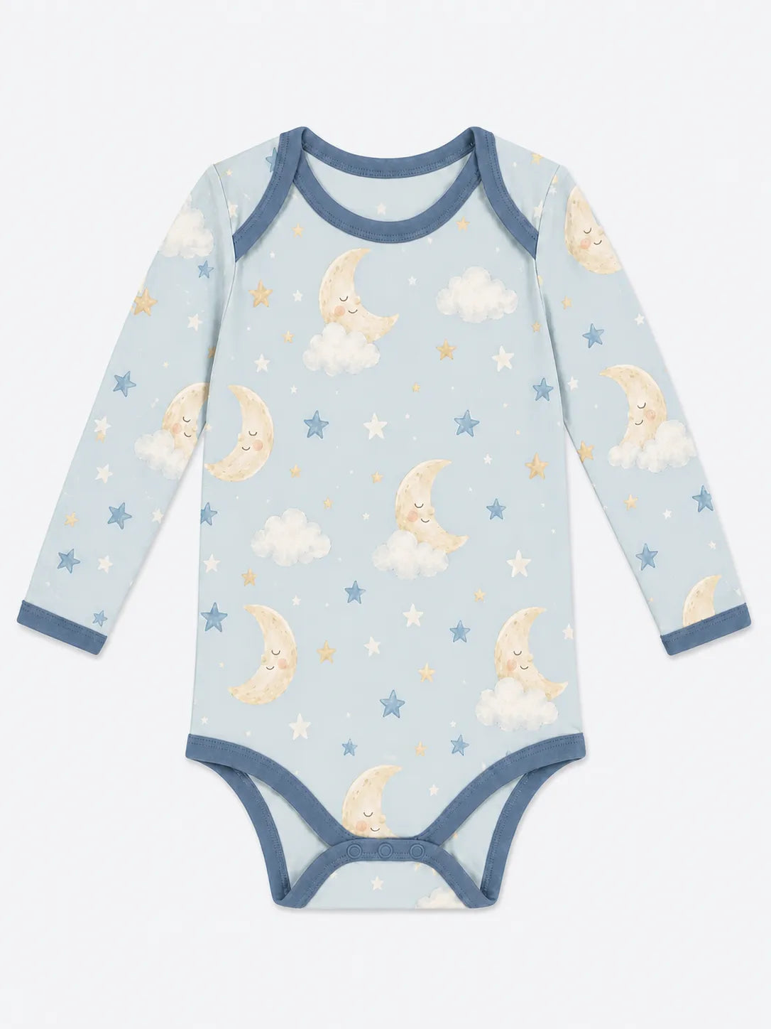 Moonlit Dreams bamboo long sleeve bodysuit by MossiBaby