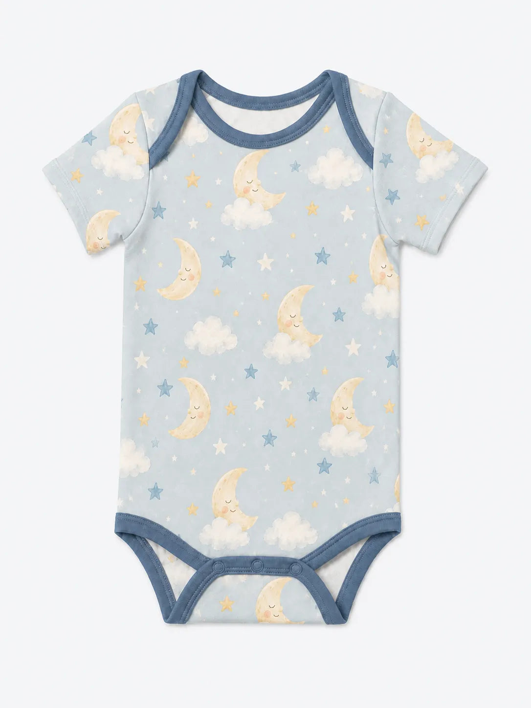 Moonlit Dreams bamboo short sleeve bodysuit by MossiBaby