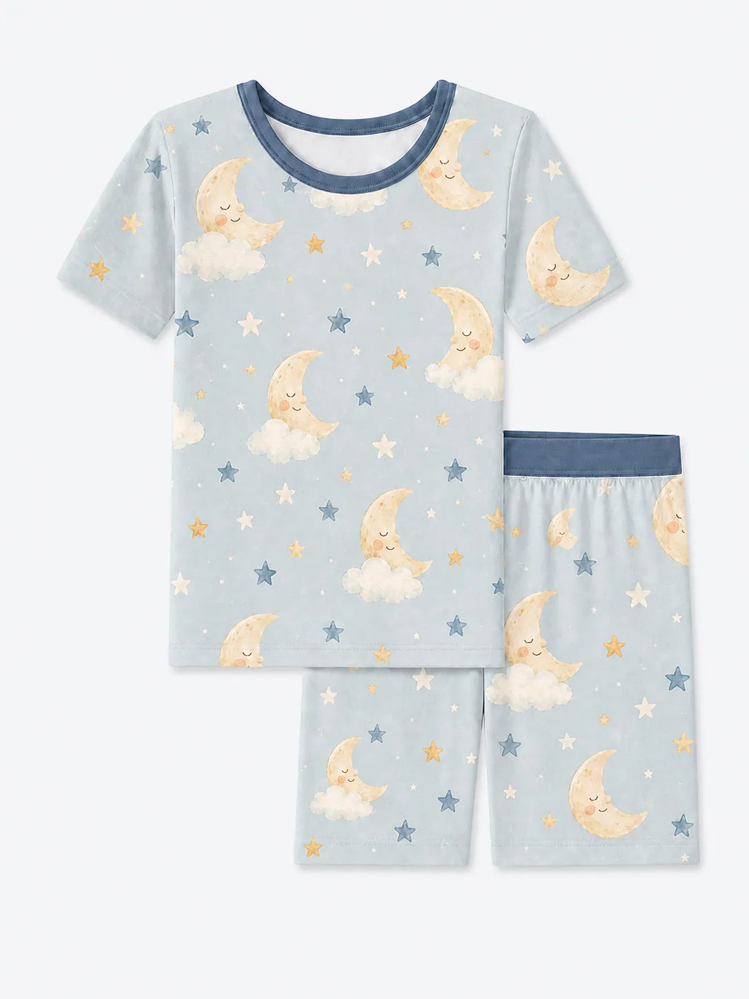 Moonlit Dreams bamboo short sleeve pajama set by MossiBaby