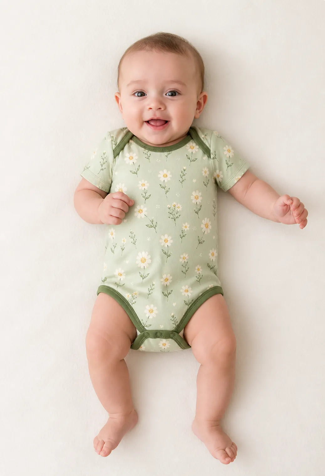 Daisy Meadow bamboo short sleeve bodysuit by MossiBaby