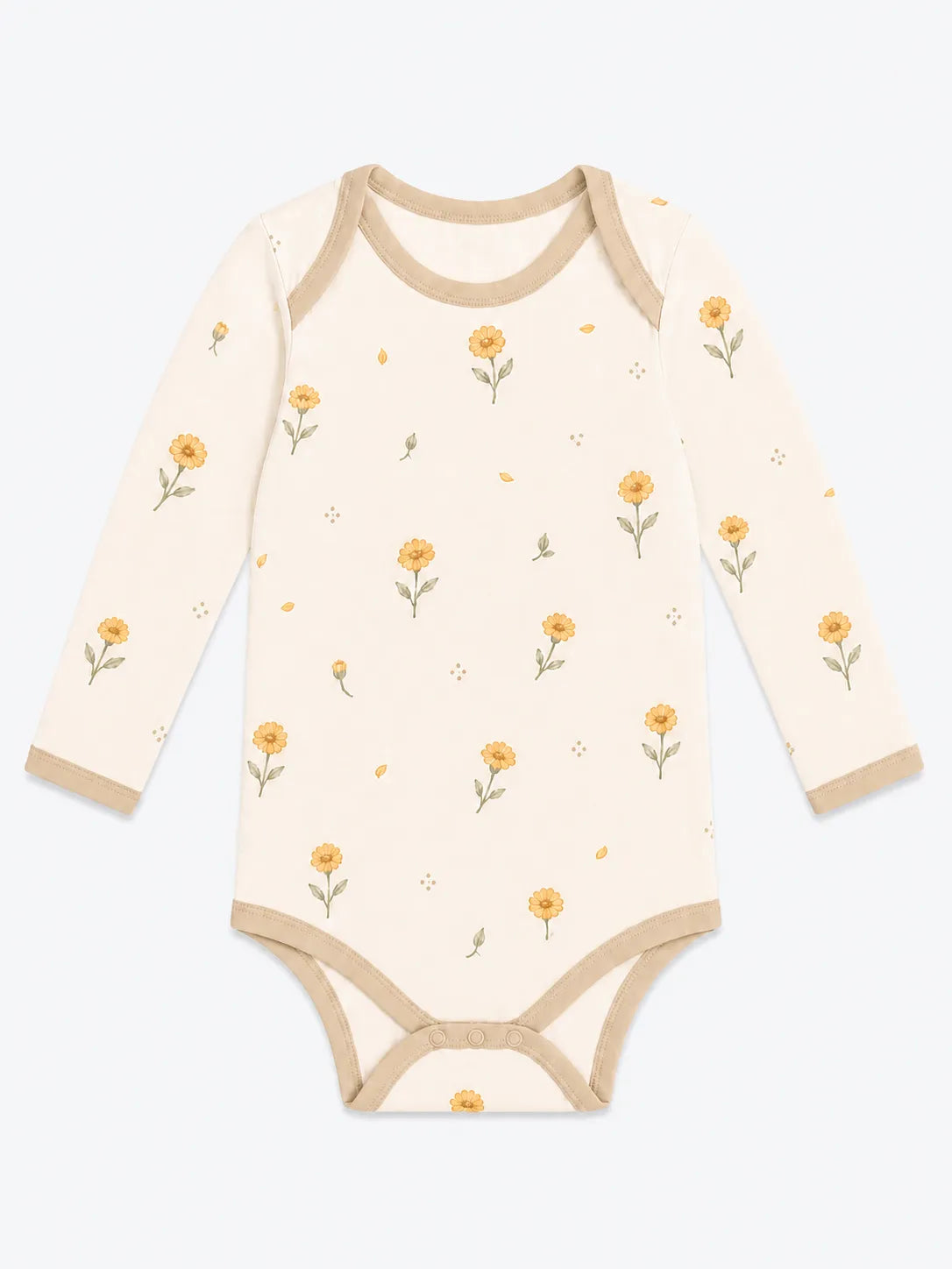 Golden Bloom bamboo long sleeve bodysuit by MossiBaby